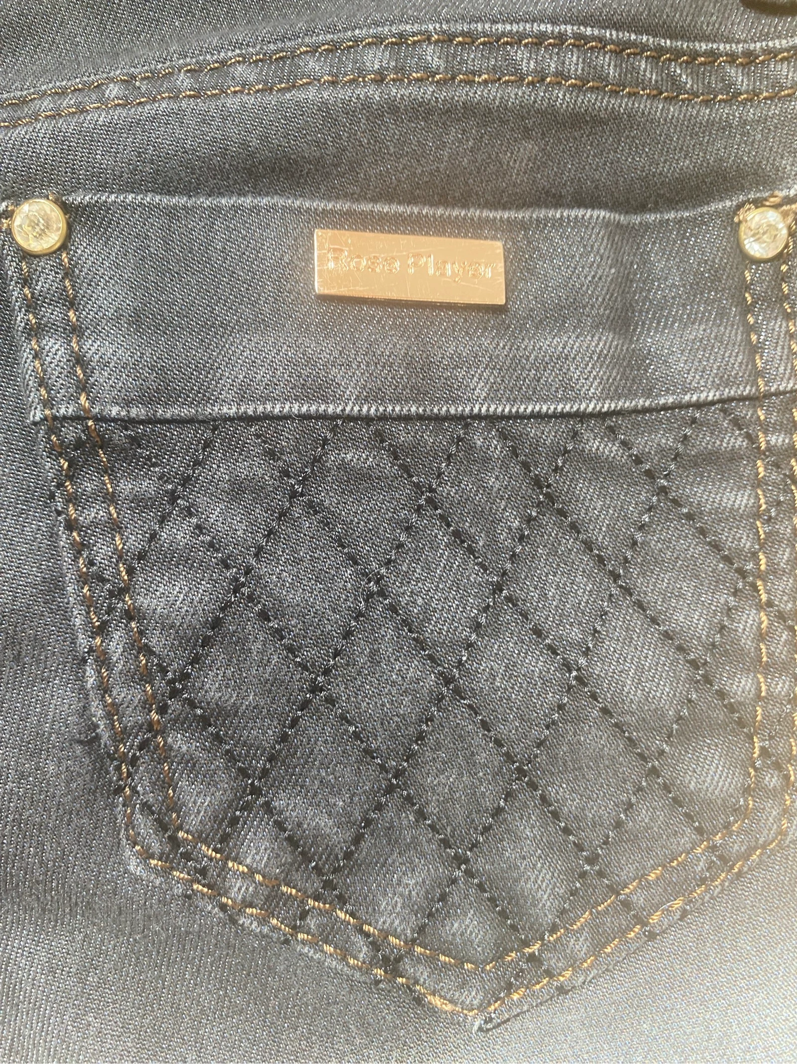 Jeans mujer rosa Player 36 Slim Skinny crudo oscuro - Bolsillos acolchados con strass - Denim Premium – photo 4